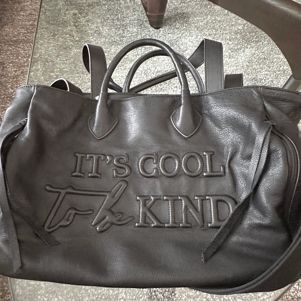Aimee Kestenberg black leather tote bag Cool to be Kind